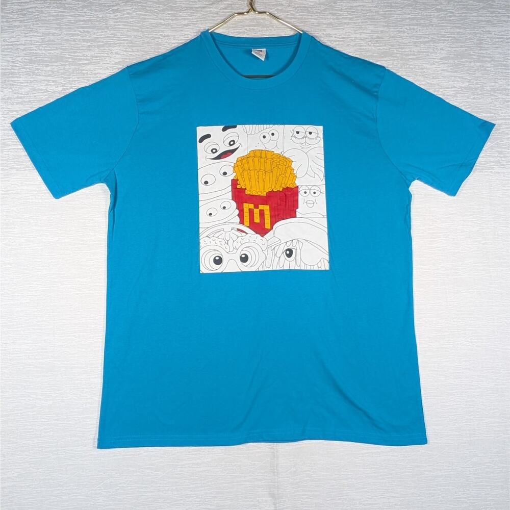 McDonalds Tee Shirt Unisex Size 2XL Blue French Fries Short Sleeve
